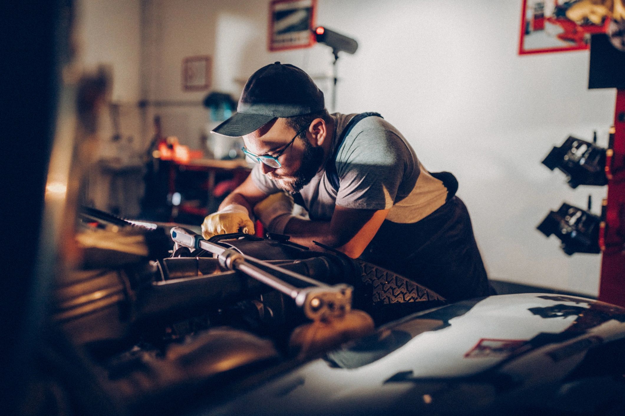 Technician working in a garage